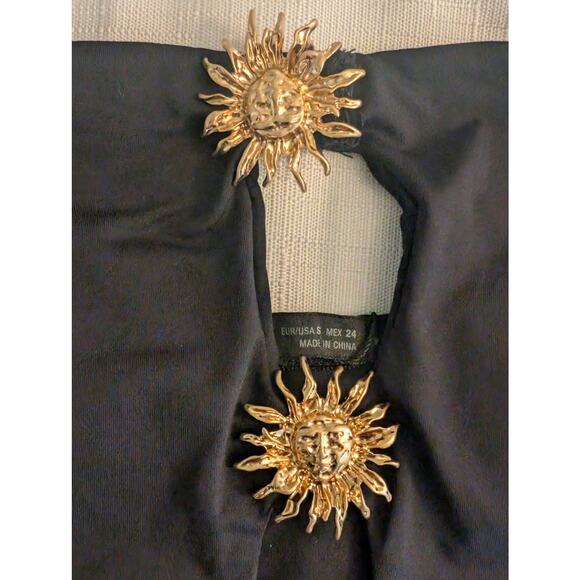 Zara Black Bandeau Swimsuit With Gold Sun Details - Picture 14 of 16